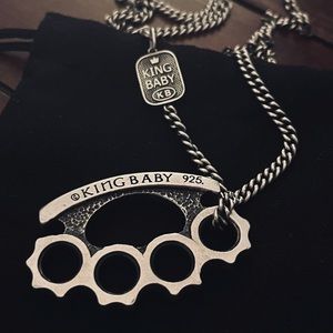 King Baby Studio Large Brass Knuckle Necklace